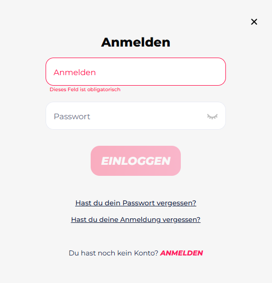 Anmeldung GreatWin Casino für registrierte Spieler