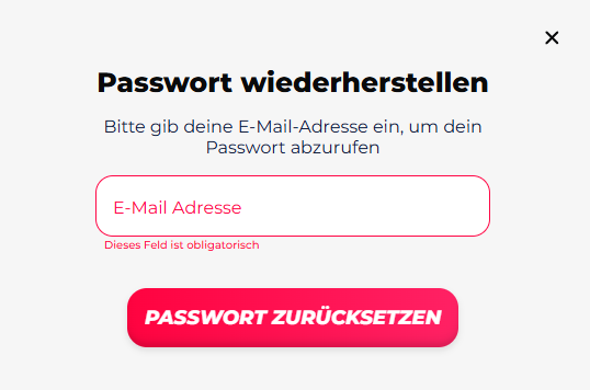 Passwort zurücksetzen GreatWin Casino bei Bedarf